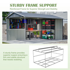 AECOJOY 8x12 FT Outdoor Metal Storage Shed with Additional Side Door, Large Tool Shed with 2 Lockable Doors