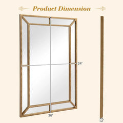 Tangkula 36" x 24" Gold Arched Wall Mirror (Rectangle)