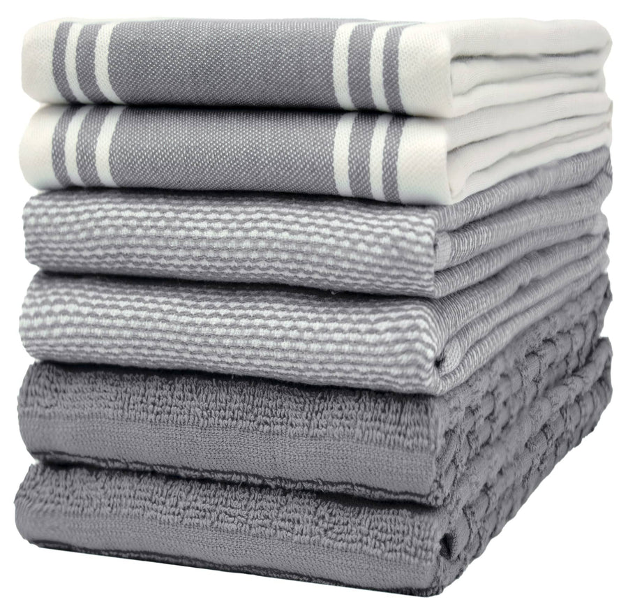 Bumble Towels Premium Kitchen Towels (20Ax 28A, 6 Pack) - Large Cotton Kitchen Hand Towels - Flat & Terry Towel - Highly Absorbent Tea Towels