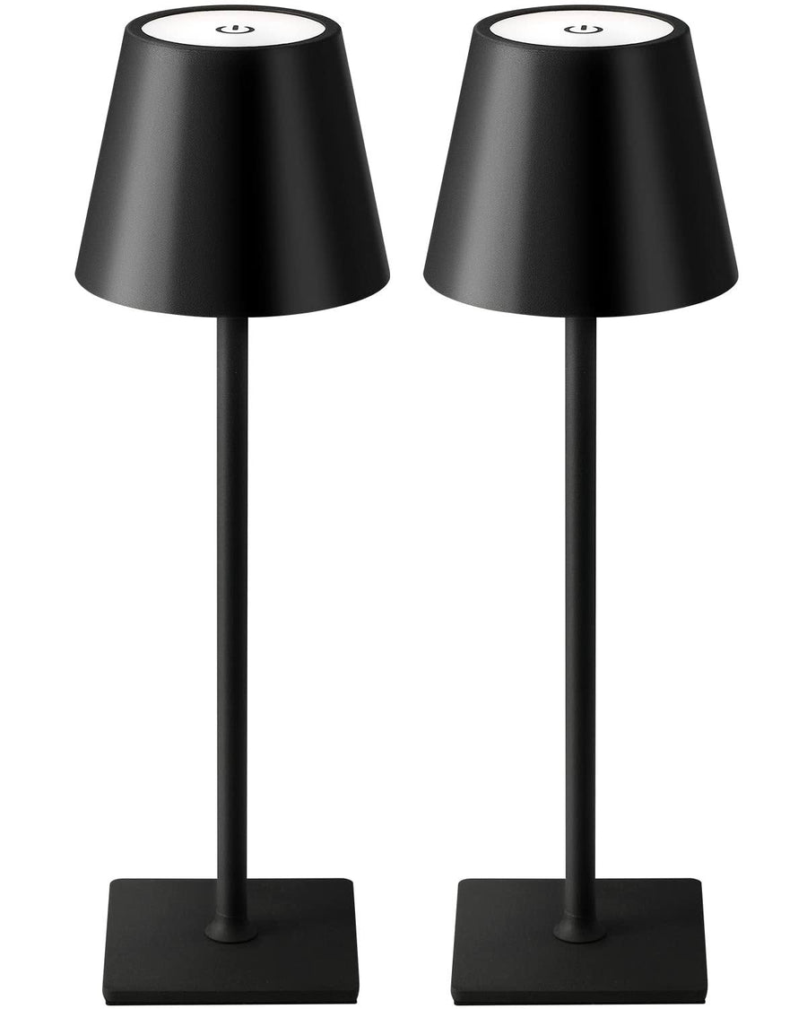 KDG 2 Pack Cordless Table Lamp,Portable LED Desk Lamp, 5000mAh Battery Operated, 3 Color Stepless Dimming Up, for Restaurant/Bed