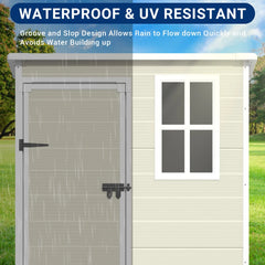 ELPOSUN Outdoor Storage Shed 6x4.5 Ft, Resin Outside Sheds & Outdoor Storage Plastic for Trash Can, Bike, Lawnmower, Generator, Tool Shed with Lockable Door for Backyard, Lawn, Patio, Grey & White