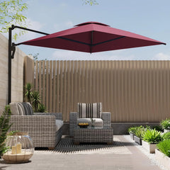 AECOJOY 10ft Cantilever Patio Umbrella, Large Rectangle Umbrella 180° Rotation Offset, Red