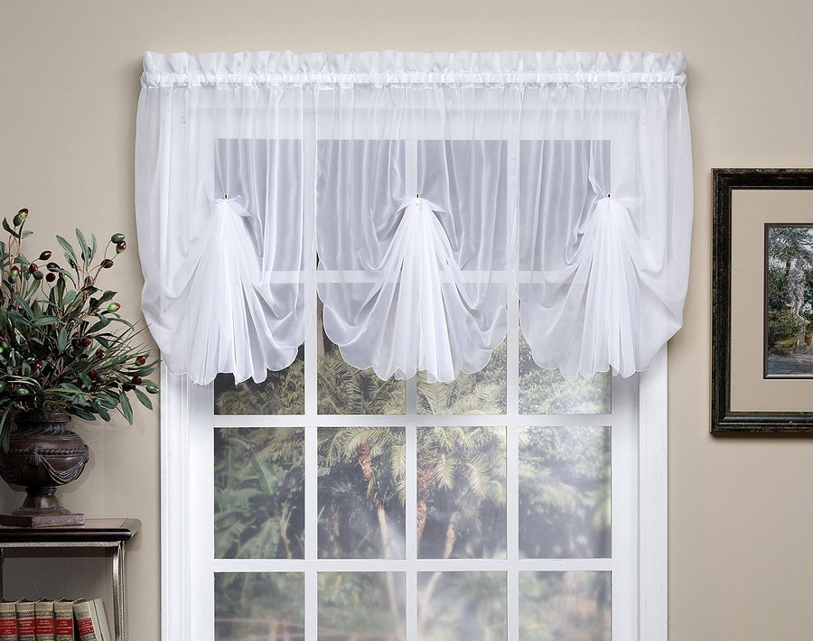 Emelia 40" Fan Insert Sheer Window Curtain in White