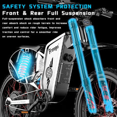 6000W(Peak) Motor 60V/35ah Battery, Freego X2pro Electric Motorcycle for Adults, Electric Bike 50MPH/7 Speed Off Road Electric Bicycle, 19x2 Full Suspension/Four - Piston Hydraulic Brake UL2849MTB
