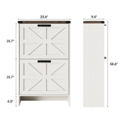 VEANERWOOD Shoes Storage Cabinet with Doors, Farmhouse Shoe Cabinet with 2 Flip Drawers for Entryway, Gray