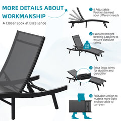 AECOJOY Outdoor Chaise Lounge, All Weather Pool Lounge Chairs Ergonomic Design (Dark Grey, 2 PCs)