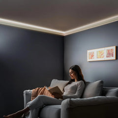 7 - Piece 94.5 (55.12 Ft) Crown Molding with Duct Kit for Seamless Ambient Home Accent Lighting | Waterproof Channel for Easy LED Strip Installation (CROWN MOLDING WITH LED DUCT)
