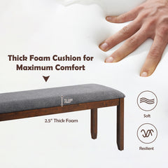 Costway Dining Bench Upholstered Entryway Bench Footstool Kitchen W/ Wood Legs