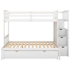 AECOJOY Twin over Full/Twin Convertible Bunk Bed with Storage Shelves and Drawers, Grey