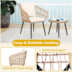 Tangkula 3 Piece Patio Bistro Set with Metal Frame for Balcony