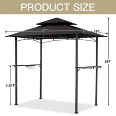 AECOJOY Grill Gazebo 8’x 5’ Outdoor Patio Backyard BBQ Grill Shelter, Black