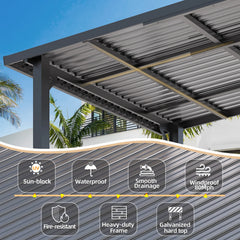 AECOJOY 14x10 Outdoor Hardtop Gazebo Adjustable Height (6.5-9.8Ft) Pergola for Patio