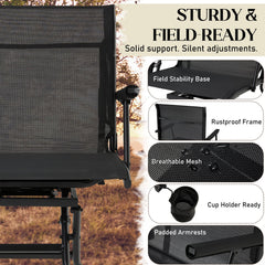 AECOJOY Hunting Chair with Rest, 360° Swivel, Adjustable Shooting Support, Portable for Blind or Range