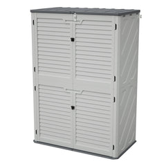 AECOJOY 61.6 Cu.ft Outdoor Resin Storage Shed with Easy Lift Hinges, Weatherproof Tall Unit with 4 Doors