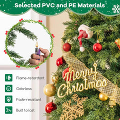 6/7.5 FT Pre-Lit Artificial Christmas Tree, PE/PVC Mixed Tips, Hinged Xmas Tree with Remote, 11 Color-Changing LED Modes, Timer & Metal Stand