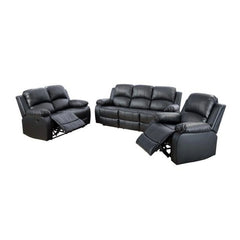 Ainehome Furniture 3 - Pieces Recliner Sectional Sofa Set, Reclining Living Room Sofa, Loveseat, Chair (Black, Living Room Set 3+2+1)