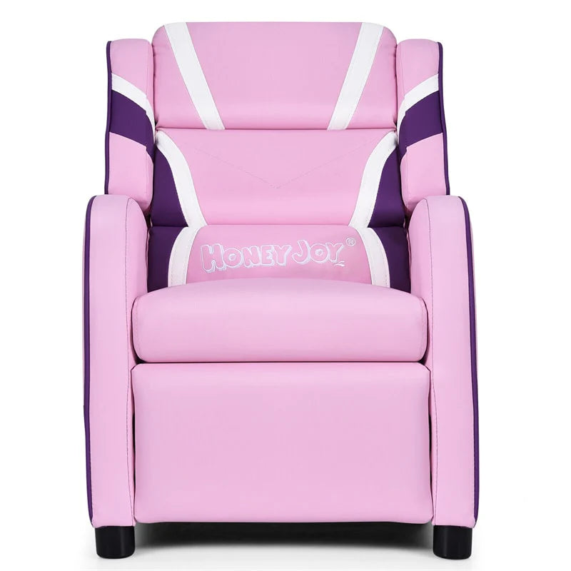 Kids Recliner Chair, Adjustable PU Leather Gaming Sofa with Footrest, Lumbar Support & Side Pockets, Ergonomic Children Lounge Armchair
