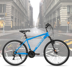 Hiland 26 27.5 29 in Mountain Bike, Mens Womens MTB with 21 Speeds, High - Tensile Steel Frame, V Brake, Hardtail Bicycle for Adults