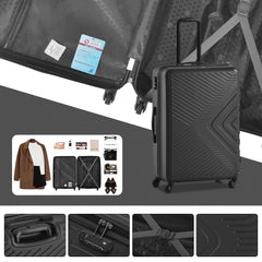 3 Piece Blue Luggage Travel Set, 20" 24" 28" Carry on Luggage with Spinner Wheels, Lightweight Hard Case Luggage Travel Suitcase Christmas Gifts for Business Trip Holiday Travel Cruise