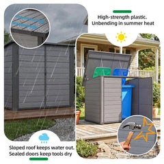 AECOJOY Resin Outdoor Trash Can Storage Shed, Plastic Garbage Can Shed for 2 Cans