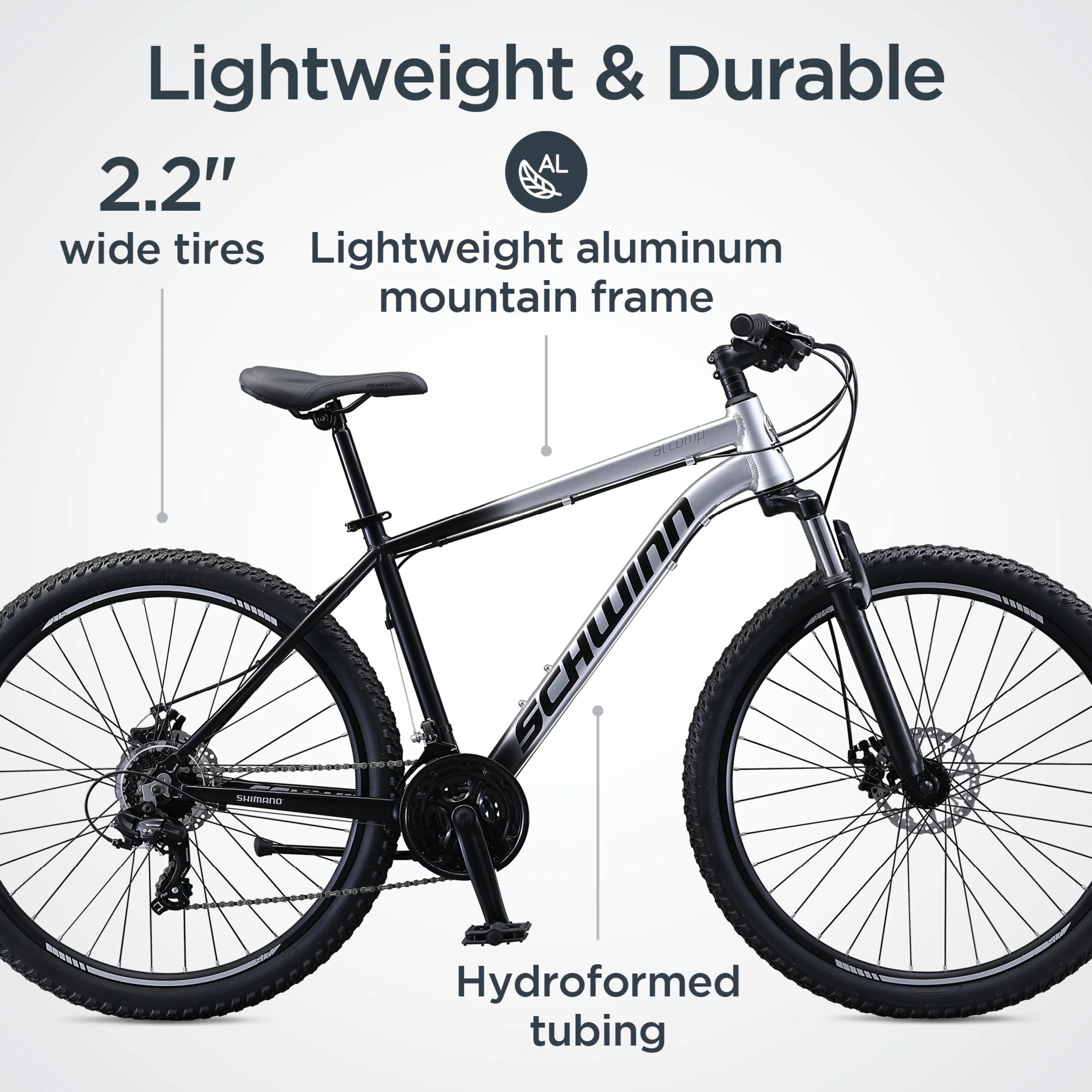 Schwinn AL Comp 27.5 in Men'S Mountain Bike, 21 Speed Adult Bicycle, Grey