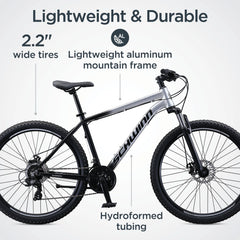 Schwinn AL Comp 27.5 in Men'S Mountain Bike, 21 Speed Adult Bicycle, Grey