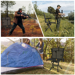 AECOJOY Hunting Chair with Rest, 360° Swivel, Adjustable Shooting Support, Portable for Blind or Range