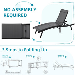 AECOJOY Outdoor Chaise Lounge, All Weather Pool Lounge Chairs Ergonomic Design (Dark Grey, 2 PCs)