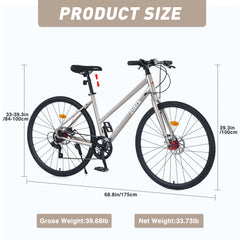 Outdoor Bike 7 Speed Hybrid Bike Disc Brake 700C Road Bike for Men Women'S City Bicycle, Mountain Bike for Outdoor