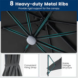 10FT Cantilever Patio Umbrella w/ 36 Solar LED Lights, 360° Rotation Offset Hanging Umbrella, Easy Tilt, 8 Sturdy Ribs, Sun Shade for Yard Pool