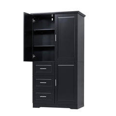 Bathroom Cabinet, 62.2" Tall Storage Cabinet with Doors and Shelves, Freestanding Linen Closet for Bathroom, Kitchen, Living Room, Grey