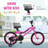16/18 Inch LED Lighted Kids Bike with Training Wheels, Headlight, Adjustable Seat & Dual Brakes, Children Bicycle for Ages 4-8 Years