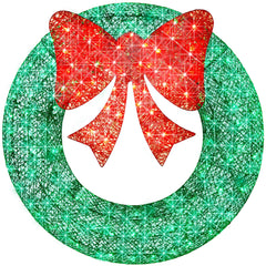 Best Choice Products 60in Pre-Lit Outdoor Christmas Wreath, LED Metal Holiday Decor w/ 206 Lights, Bow - Green/Red