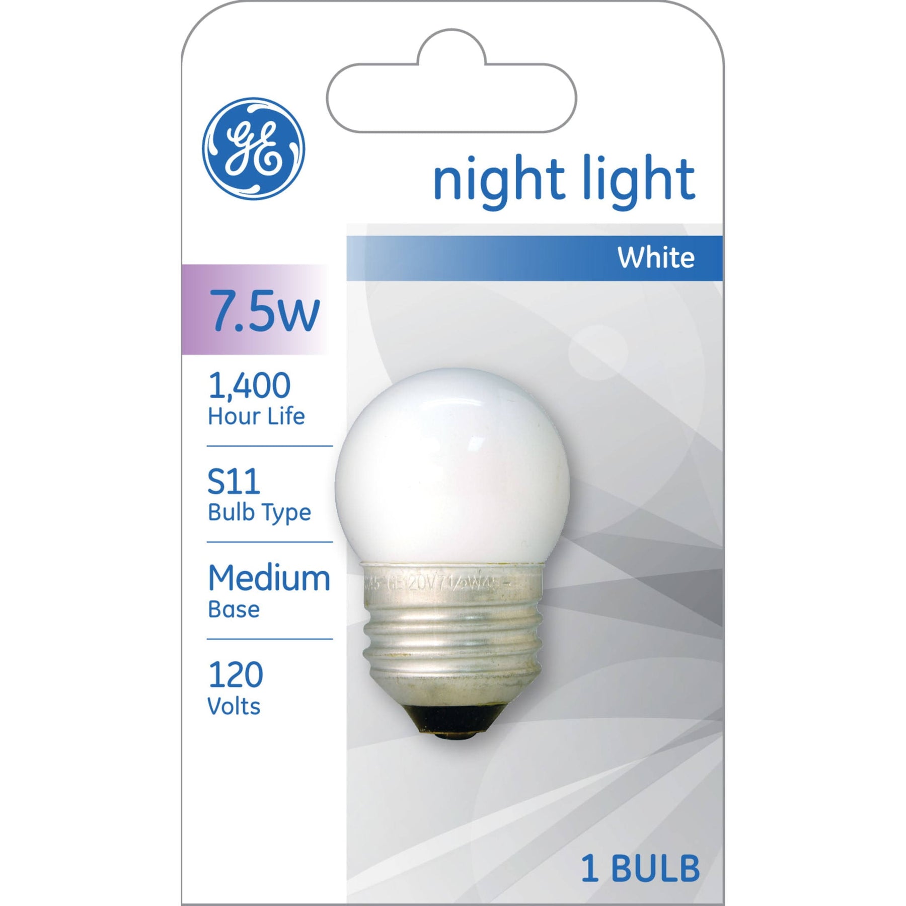 GE Nightlight Utility Bulb, White, 7.5W