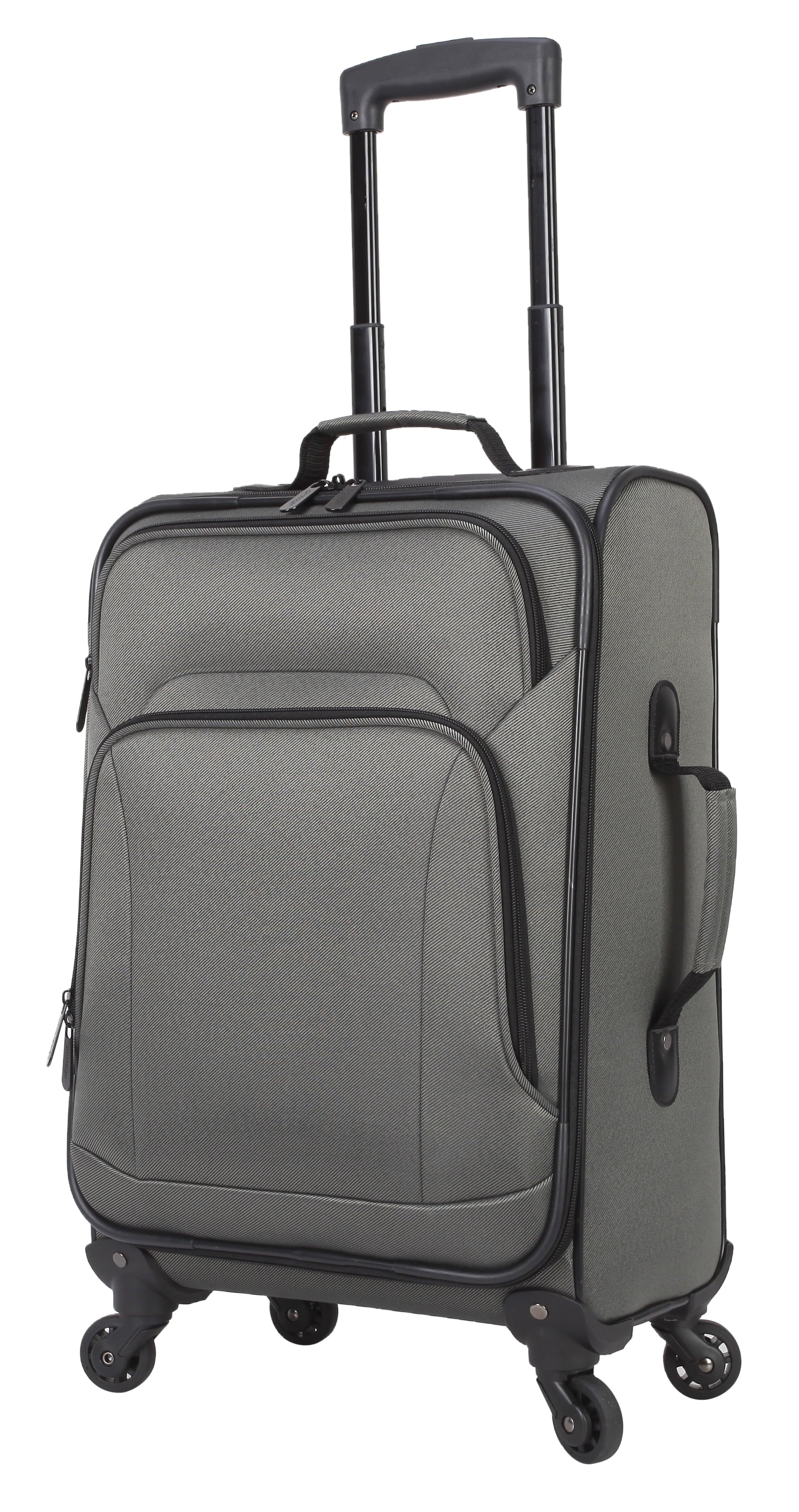 Protege 5 Piece Spinner Luggage Set, Includes 28 in Checked, 24 in Checked Bags, 20 in Carry - on, 15 in Boarding Tote and Matching Utility Bag, All Ages, Grey