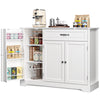 Coffee Bar, Lofka 42" Kitchen Storage Cabinet, Sideboard Buffet Cabinet with 8 Shelves, 1 Drawer
