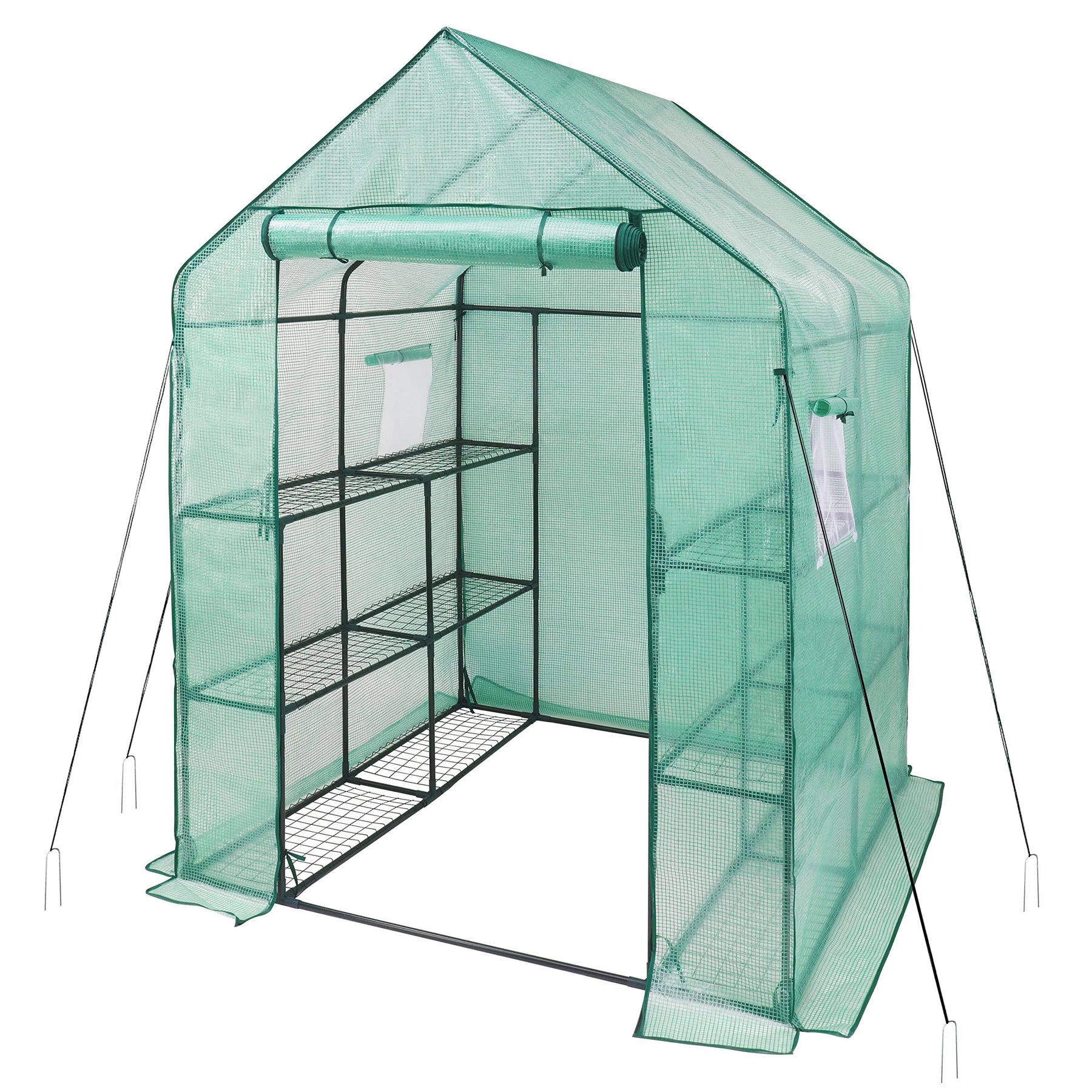 iPower Greenhouse for Indoor and Outdoors with Screen Windows 3 Tier 12 Shelves Portable Gardening Plant House Plastic Portable Green House with Durab