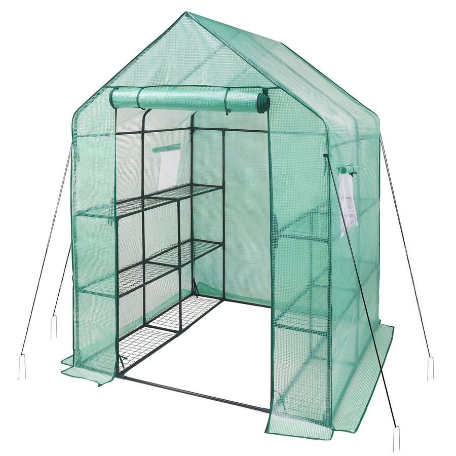 iPower Greenhouse for Indoor and Outdoors with Screen Windows 3 Tier 12 Shelves Portable Gardening Plant House Plastic Portable Green House with Durab
