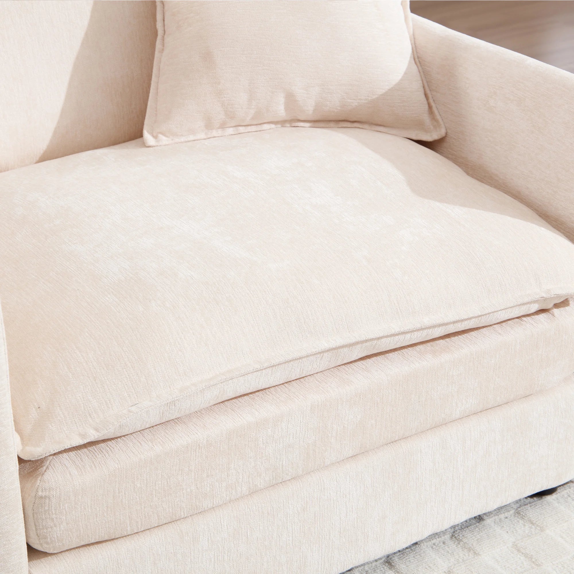 Muumblus Oversized Lounge Chair with Ottoman, Cloud Accent Armchair for Living Room, Beige Chenille