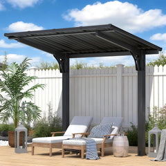 AECOJOY 8' x 5' Lean to Grill Gazebo Hardtop Outdoor Pergola for Patio