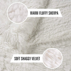 Junovo Super Soft Throw Blanket for Bed, Fluffy Cozy Plush Light Blanket, Washable Warm Furry Throw Blanket for Couch Sofa Chair Home Decor, 50"x60", Cream White