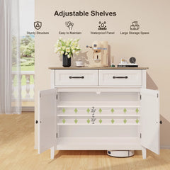 Coffee Bar, Lofka 42" Kitchen Storage Cabinet, Sideboard Buffet Cabinet with 8 Shelves, 1 Drawer