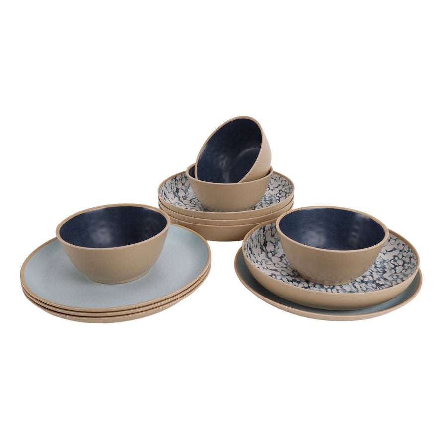 Better Homes Gardens 12-Piece Bamboo Melamine Dinnerware Set Takara Print