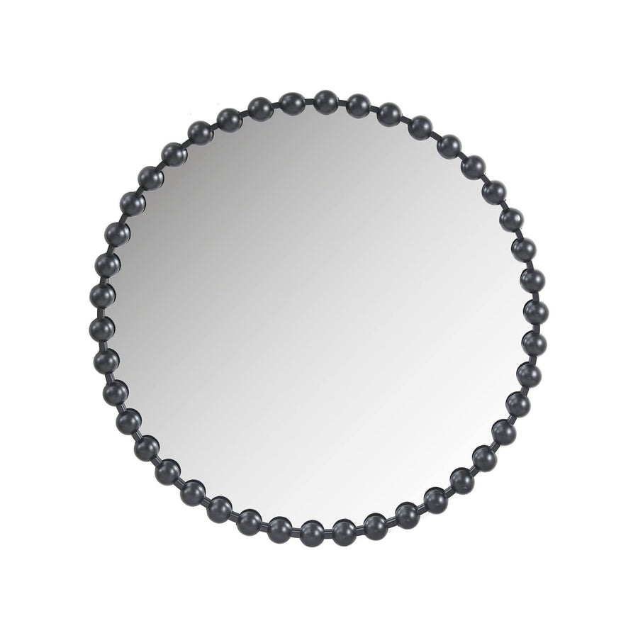 Marlowe Beaded Round Wall Mirror 36"D - Black - Madison Park Signature