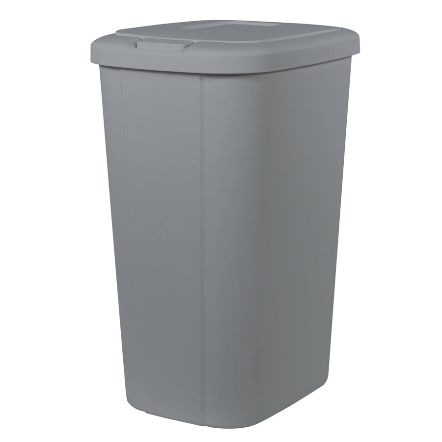 Hefty 13.3 Gallon Trash Can, Plastic Touch Top Kitchen Trash Can, Black - Gray