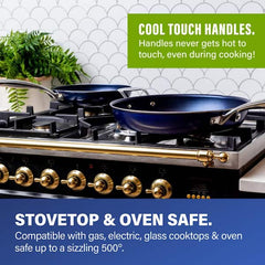 Classic Blue 20-Piece Aluminum Ultra-Durable Non-Stick Diamond Infused Cookware and Bakeware Set
