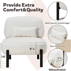 AECOJOY Mid Century Modern Accent Chair, Extra Large Teddy Upholstered Lounge Chair with Pillow