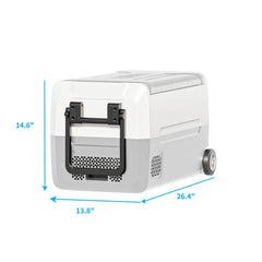 DISHUP 12V Portable Car Refrigerator, 53QT(50 L) Electric Cooler with Dual Zone, DC & AC, Ideal for RV, Camping, Travel, Truck