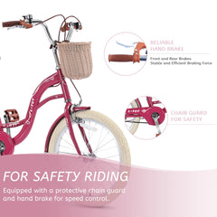 Bstjewey 20 in Girls Bike with Basket, Kids Bicycle for Ages 7 - 13