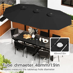 AECOJOY 15x9ft Double-Sided Patio Umbrella, Black